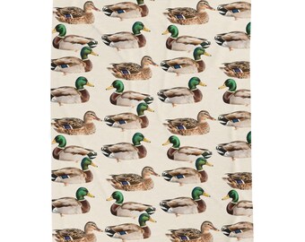 Mallard Duck Fleece Blanket: Cozy Polyester Throw, Animal Lover Gift