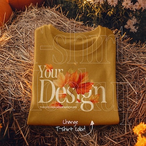 Fall T-Shirt Mockup: Comfort Colors, Pumpkin Patch (PSD File, Digital Download