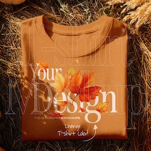 Fall T-Shirt Mockup: Comfort Colors, Pumpkin Patch (PSD File)