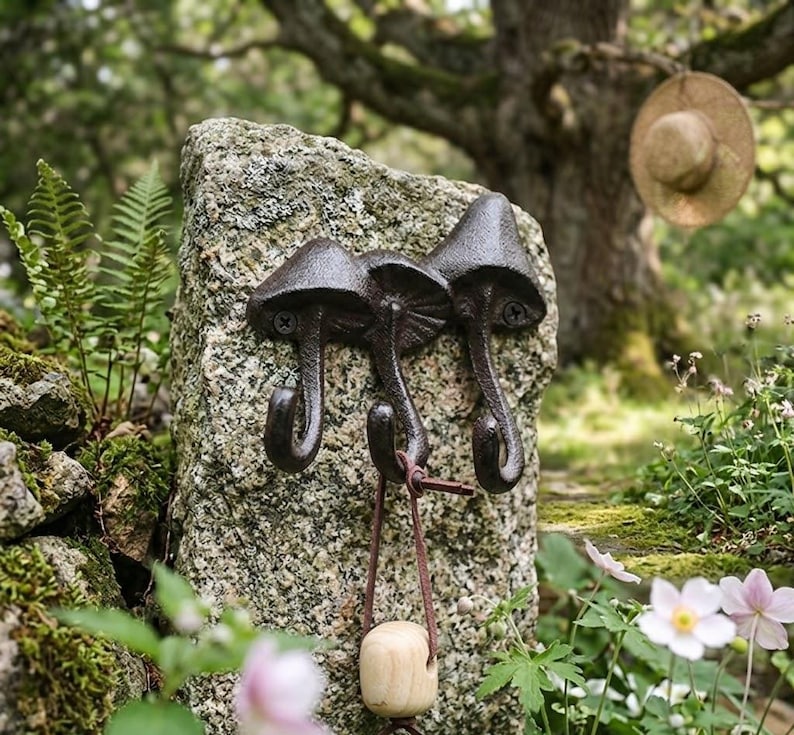 Cast Iron Triple Mushroom Wall Multi Hook – Rustic Farmhouse Coat Hook – Heavy Duty Towel Rack – Vintage Mushroom Decor – Entryway Hook image 6