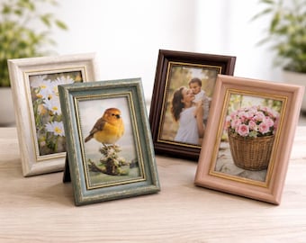 4x6 Photo Frame Vintage Style, Tabletop & Wall Hanging Picture Frame, Decorative Wood Look Frame, Rustic Home Decor, Wedding Sidetable Frame