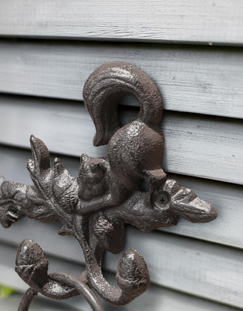 Squirrel Foot Racks Cast Iron Squirrel Multi Wall Hook With Acorn Hooks – Heavy Duty Rustic ...