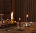Vintage Brass Finish Handheld Gold Silver Bronze Candle Holder with Handle, Antique Style Metal Chamberstick, Rustic Table Candle Decor