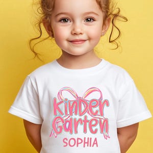 Custom Kindergarten shirt, Girls Back To School tShirt, Coquette Bow Shirt, Trendy Back To School Shirt For Girls, First Grade Shirt