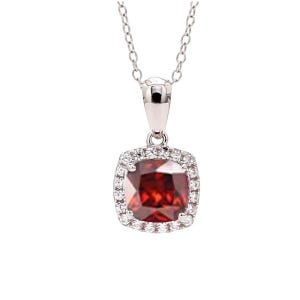 Vmart Jewelry Garnet Round Shape Silver Necklace - Solid Silver Red Garnet Good Gemstones Pendants - man jewelry gift for Christmas day