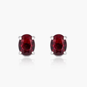 Created Ruby CZ Earring 925 Sterling Silver | 6x8mm Oval Red Cubic Zirconia Earring | July Birthstone Jewelry | Handmade Gift for Her