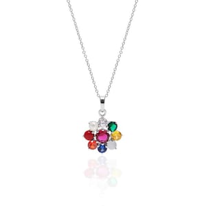 Multi Stone Navratna Silberkette mit 18 &#39;&#39;Kette - Sterling Silber Chakra Edelsteine Anhänger - Navratan Brith Stein Anhänger Geschenk für Mama
