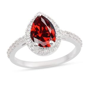 Bague en argent forme poire rubis Cz - Bague en argent sterling rubis rubis Cz pierres précieuses en argent sterling 925 - Rubis Cz en argent sterling le plus beau cadeau pour elle