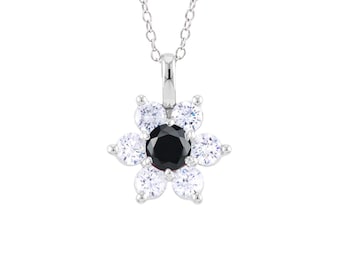 Vmart Jewelry Black Onyx Round Shape Silver Necklace - 925 Silver Black Onyx Good Gemstones Pendant - Handmade jewelry gift for graduation