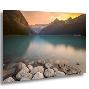 Lake Louise Banff National Park, Alberta Canada, Canadian Rockies Travel Poster, Landscape Photography Decor Gift. Mountain Lake Art Print.