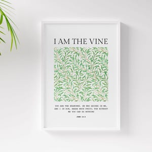John 15:5 Scripture Printable, I Am the Vine You are the Branches,  Christian Home Decor, Bible Verse Wall Art, Christian Wall Art