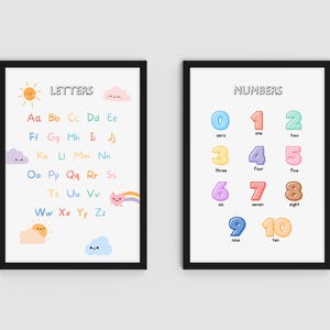 ABC & 123 Educational Posters: Classroom Wall Art Prints (Digital Download)