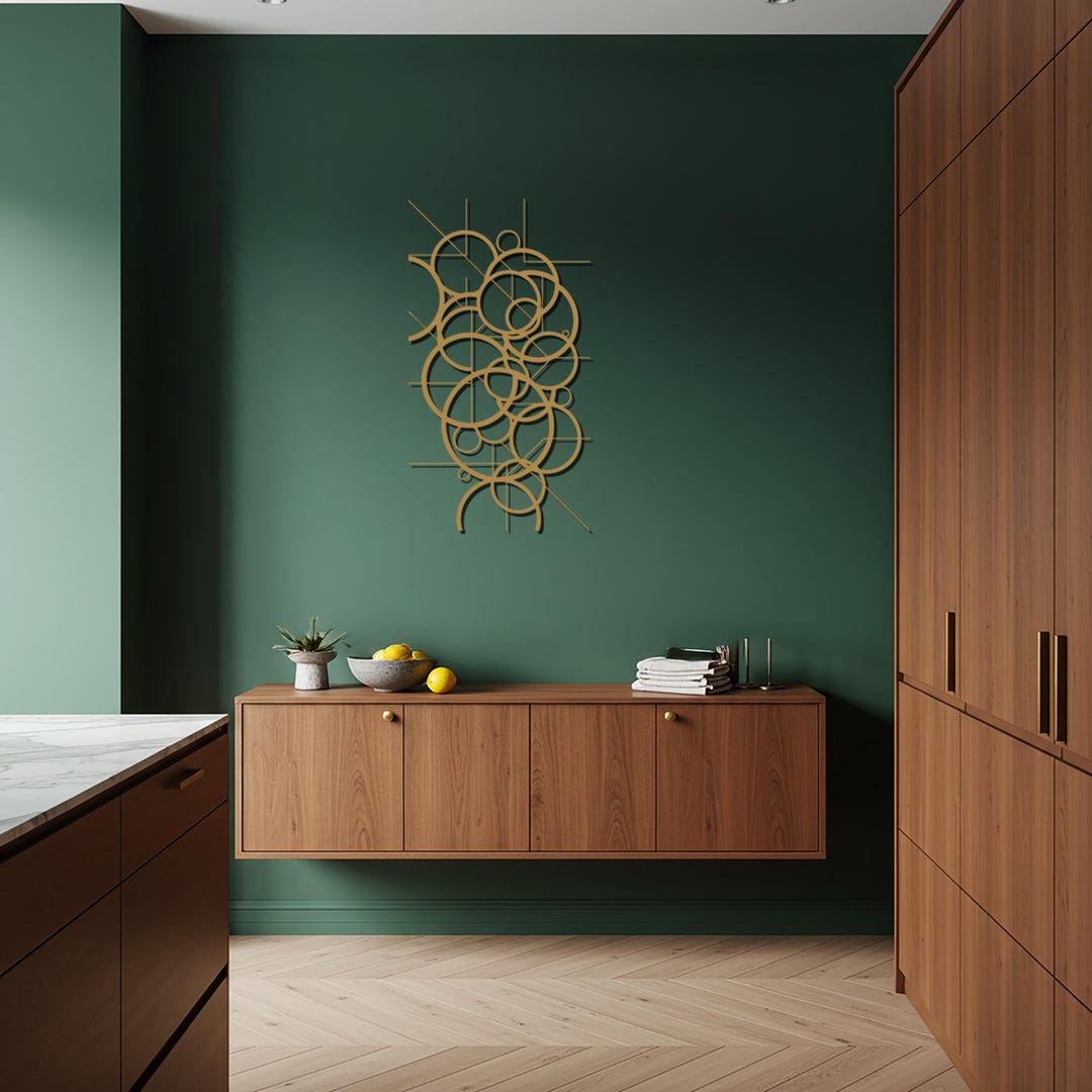 Modern Abstract Circles Metal Wall Art, Contemporary Geometric Metal ...