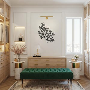 Floral Metal Wall Art, Modern Nature Inspired Metal Flower Wall Decor, Elegant Botanical Design for Home, Balcony, or Office Accent image 4