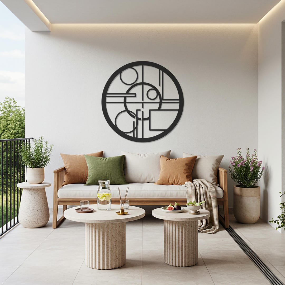 Modern Abstract Circle Metal Wall Art, Minimal Geometric Metal Decor ...