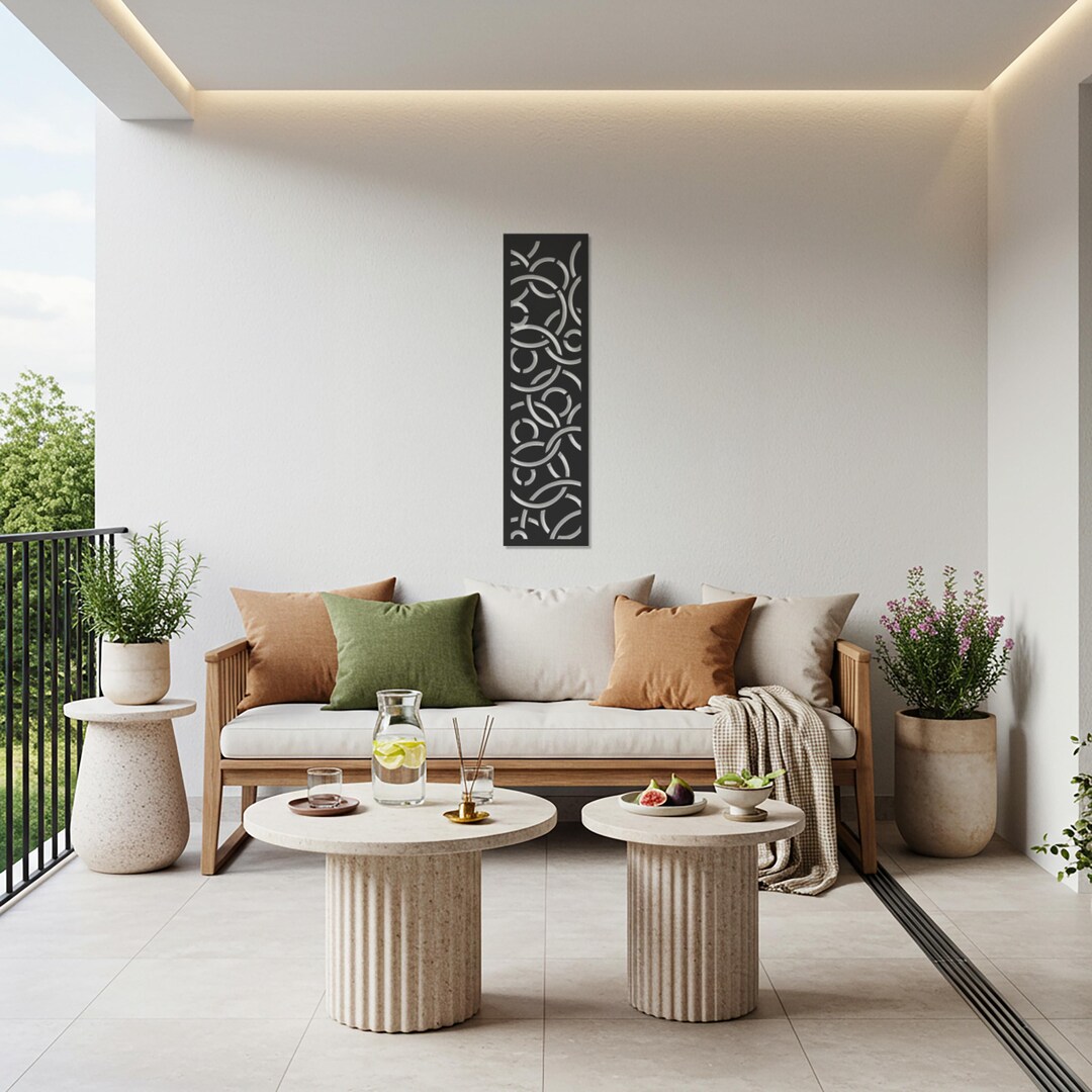 Abstract Line Metal Wall Art, Modern Minimalist Vertical Metal Wall ...