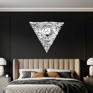 All Seeing Eye Metal Wall Art – Triangle Eye Silhouette Design, Mystical Esoteric Wall Decor for Modern Home, Office, Spiritual Space Gift