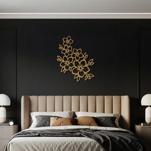 Floral Metal Wall Art, Modern Nature Inspired Metal Flower Wall Decor, Elegant Botanical Design for Home, Balcony, or Office Accent image 5