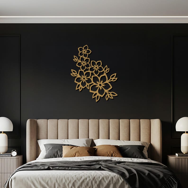 Floral Metal Wall Art, Modern Nature Inspired Metal Flower Wall Decor, Elegant Botanical Design for Home, Balcony, or Office Accent image 5