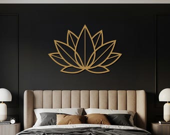 Lotus Flower Metal Wall Art Decor – Minimal Zen Lotus Design for Yoga Studio, Spa, Meditation Room, Balcony & Modern Home Wall Decor