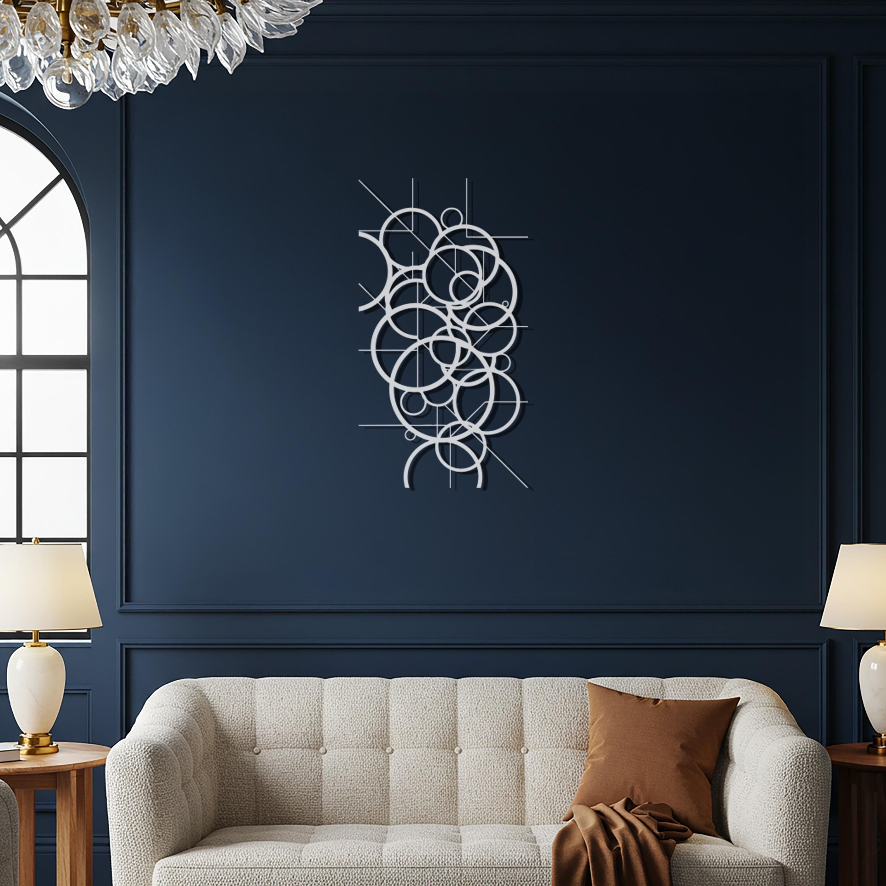 Modern Abstract Circles Metal Wall Art, Contemporary Geometric Metal ...