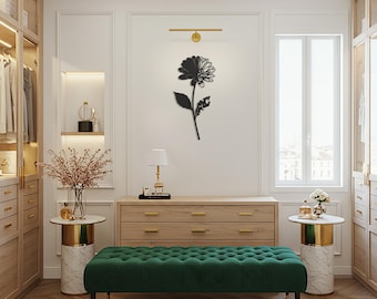 Minimal Floral Metal Wall Art, Vertical Flower Design, Modern Botanical Decor for Living Room, Bedroom, Hallway & Contemporary Home