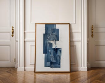 Blue Woman Line Art Print – Minimalist Scandinavian Decor