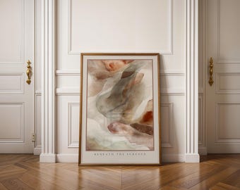 Beige and Charcoal Abstract Poster – Minimalist Organic Shapes for Japandi & Scandinavian Interiors