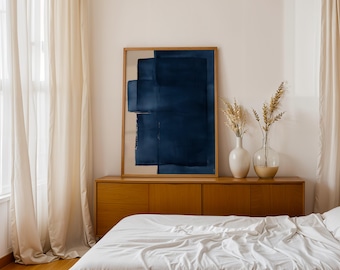 Modern Abstract Art Print | Minimal Blue and Neutral Wall Art for Calm Interiors