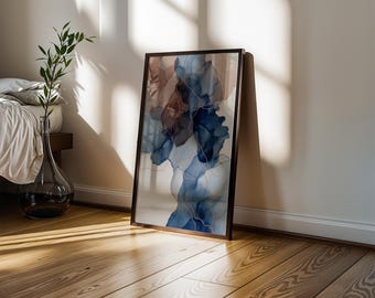 Large Abstract Blue Beige Wall Art | Contemporary Print