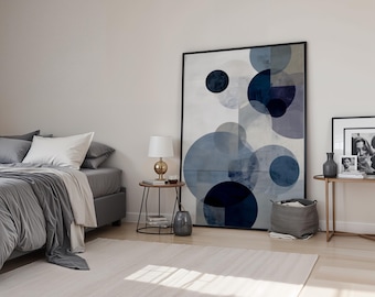 Blue Circles Abstract Art Print | Modern Geometric Wall Decor
