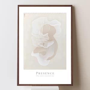 Póster abstracto beige neutro: arte mural minimalista con formas fluidas para interiores modernos y serenos.