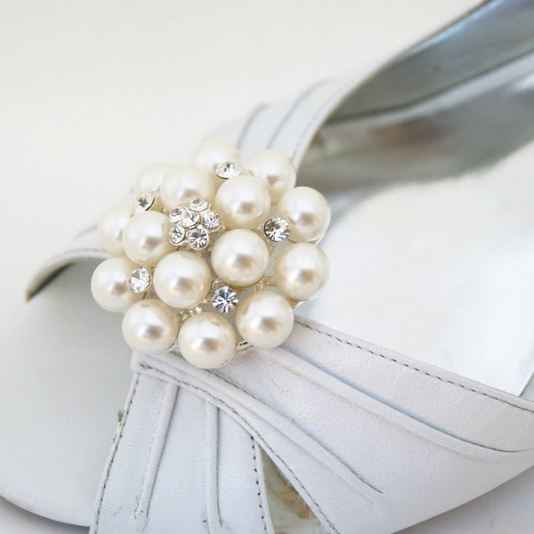 Perlen Hochzeit Schuhclips, Elfenbein Schuh Strassapplikation,