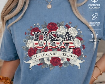 Camiseta 250 años de libertad, camiseta patriótica 1776-2026, camiseta vintage con la bandera estadounidense, camiseta del 4 de julio, regalo de aniversario de EE. UU.