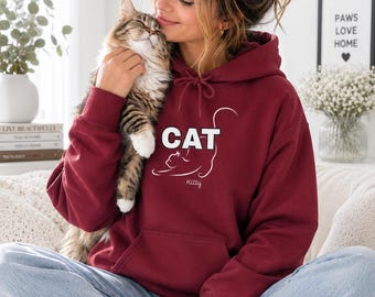 Personalized Cat Lovers Sweatshirt, Custom Hoodie for Cat Owners