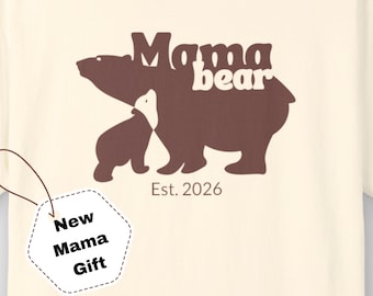 Camiseta de mamá osa, regalo minimalista para mamá primeriza, camiseta para baby shower