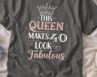 Camiseta personalizada de cumpleaños con la edad de la reina, camiseta personalizada de 40 cumpleaños para mujer