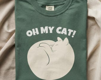 Camiseta Oh My Cat, camiseta minimalista de felino durmiendo, regalo para amantes de los gatos, ropa para dueños de mascotas