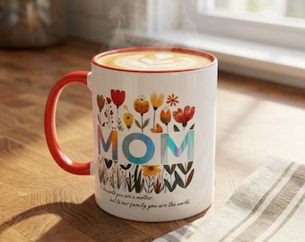 Taza floral para mamá, taza de café para el Día de la Madre, opción de texto personalizado.