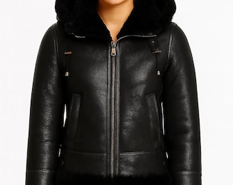 Real Sheepskin B3 Bomber Jacket | Shearling Hooded Winter Coat