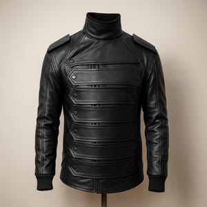 Bucky Barnes Leather Jacket | Winter Soldier Cosplay | Removable Arms | Real Leather | Military Style Coat Gift For Her