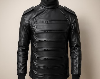 Bucky Barnes Leather Jacket | Winter Soldier Cosplay with Removable Arms