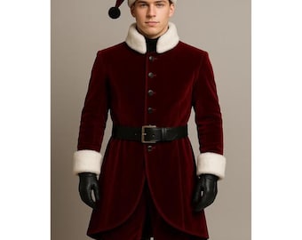 Velvet Santa Claus Coat | Faux Fur Trim, Luxury Christmas Costume