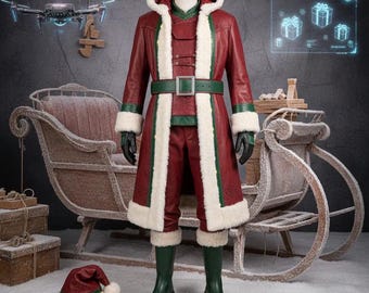 CHEEKY SANTA SUIT 2002 日本限定品サンタ・スーツ2002 Real Leather Santa Suit | Modern Christmas Costume, Faux Fur Trim
