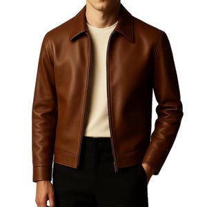 Handmade Men’s Brown Leather Jacket | Real Leather Motorcycle Jacket | Biker Style Outerwear | Gift for Him