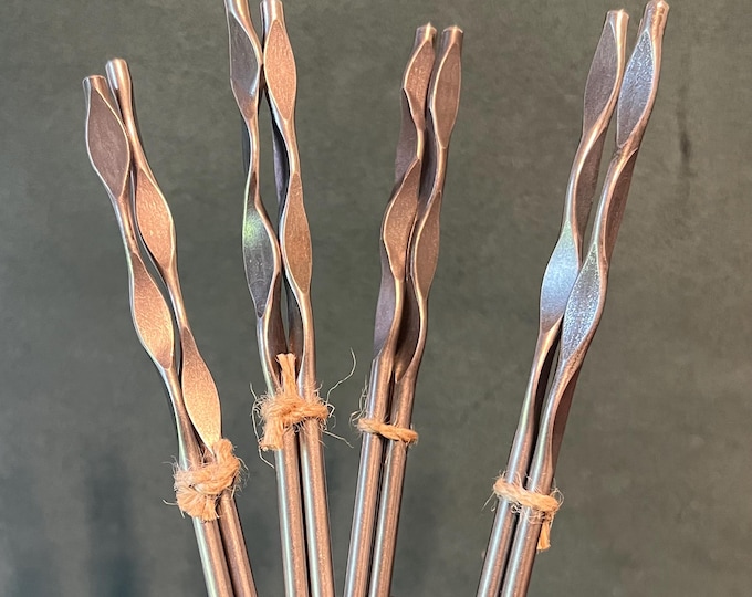 Hand-Forged Stainless Steel BBQ Skewers: Heirloom Quality, Set of 2