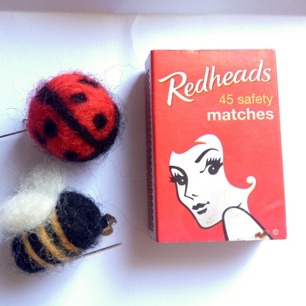 Bug brooches - Lady bird and Bee - needle-felted whimsy