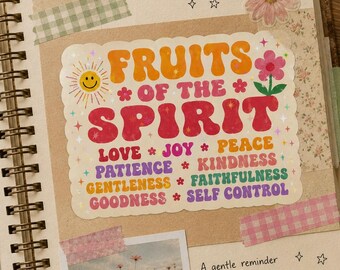 Fruit of the spirit Sticker, Jesus Stickers, Vinyl Sticker, Bible Stickers, Laptop Stickers, Christian Gift, Retro Fruits of the spirit