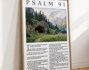 Psalm 91 Wall Art, Christian Poster, Christian Artwork, Psalm 91, Christian Decor, Bible Verse Wall Art, Room Decor, Christian Art, Psalms