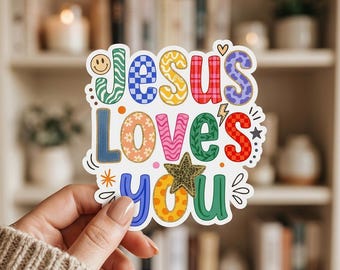 Jesus Loves You Sticker, Christian Sticker, Retro Jesus Stickers, Vinyl Sticker, Bible Stickers, Computer Stickers, Christian Gifts